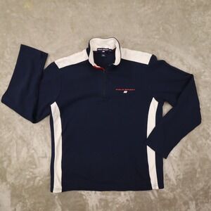 Polo Sport Navy Blue‎ White Colorblock Quarter Zip Pullover Sweatshirt size XL